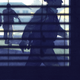 Illustration of police seen through window