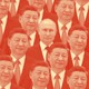 A photomontage of many Xi Jinping faces and one Vladimir Putin face