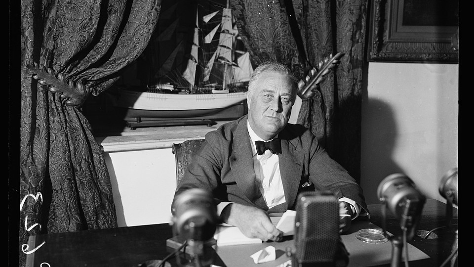 FDR at his desk for a fireside chat