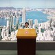 Hong Kong Chief Executive Carrie Lam speaks to journalists in Hong Kong.