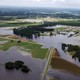 Aerial view of farms flooded after Hurricane Florence in eastern North Carolina