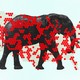 Image of map of U.S. with red dots and elephant