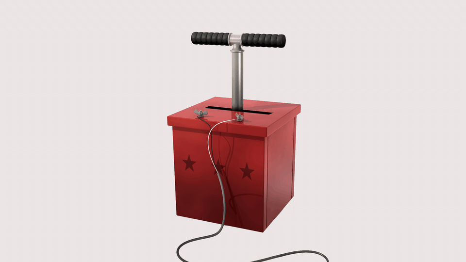 A ballot box that looks like a detonator