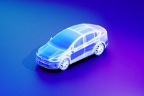 A futuristic illustration of an electric car