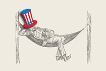 Uncle Sam lounging in a hammock