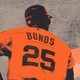 Barry Bonds in baseball uniform looking away