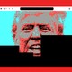 A browser window showing a pixelated image of Donald Trump