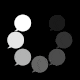 Animation of speech bubbles moving in a circle