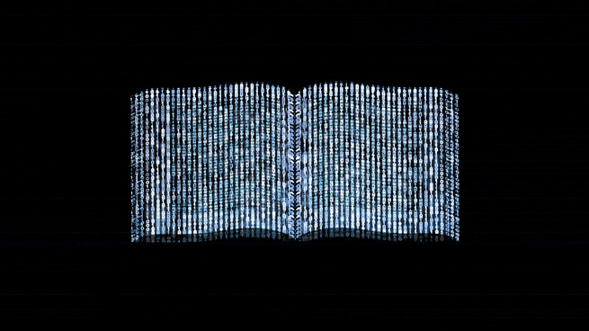 A pixelated book