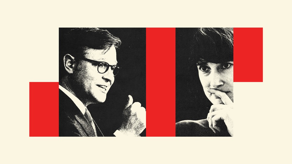 A photo-illustration featuring a picture of Mike Johnson and Marie Gluesenkamp Perez