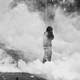 A new photo of a protester in L.A. amid tear-gas clouds