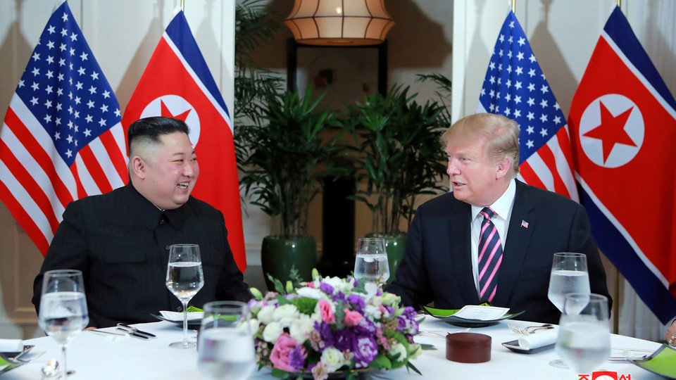 Kim Jong Un and Donald Trump meet during the second U.S.–North Korea summit in Hanoi, Vietnam.