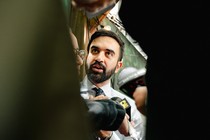 Photo of Zohran Mamdani speaking to reporters