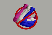 Illustration showing flexed arm trapped in stop sign icon