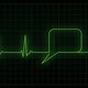 An EKG readout turns into a speech bubble