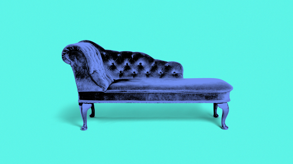 A photo illustration of a therapist's couch