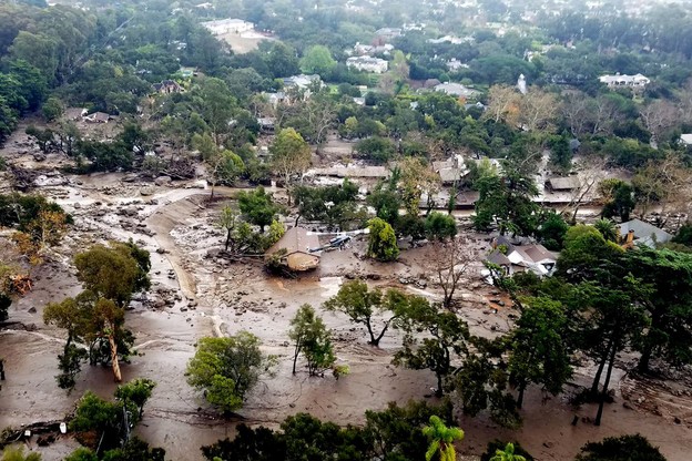 A photo of an area destroyed by a mudslide