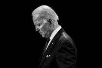 A photo of Biden looking downcast