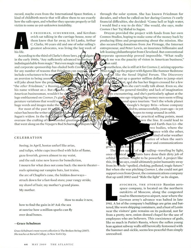 image of the original page with the poem, with a piano and flowers painted on