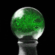 A crystal ball filled with shifting green zeros and ones.