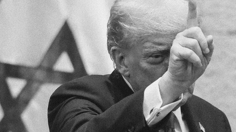 Trump pointing his finger up