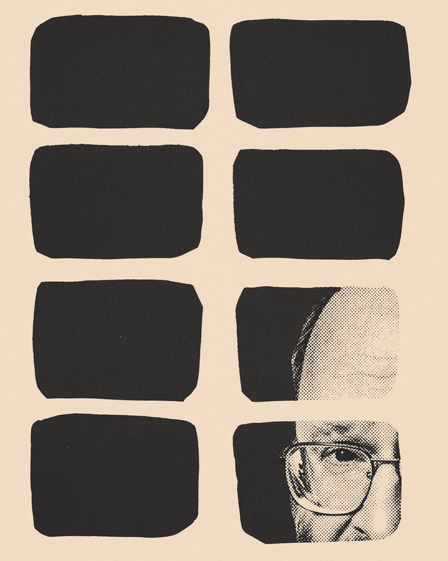 series of black squares with Jules Feiffer's face