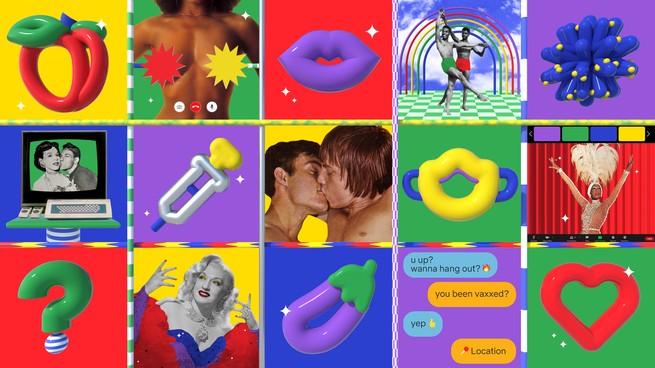A collage with images from queer culture