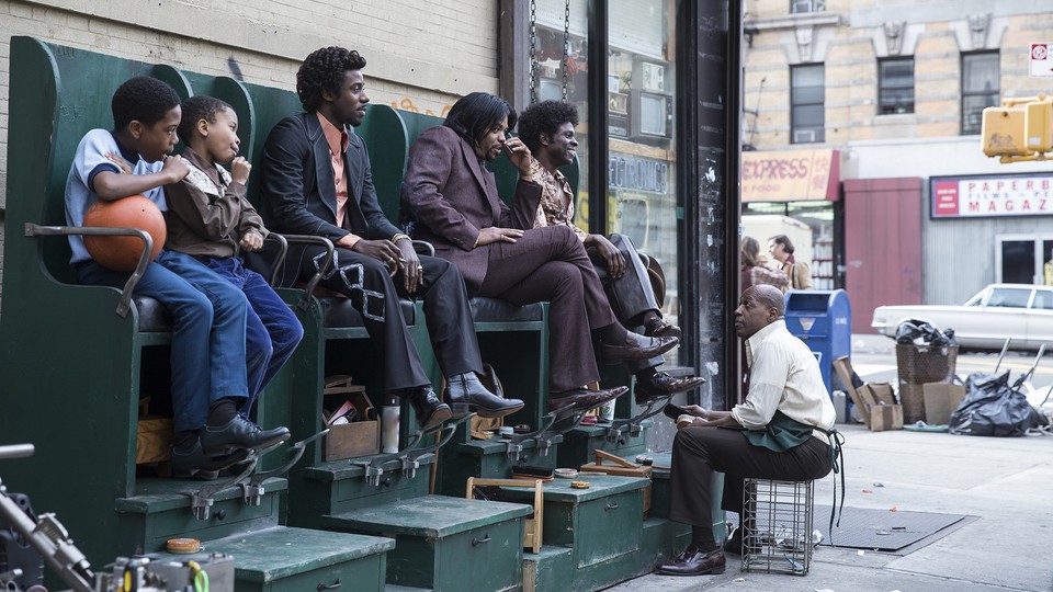 C.C. (Gary Carr), Rodney (Method Man), and Larry (Gbenga Akinnagbe) in a scene from David Simon and George Pelecanos's The Deuce, airing on HBO September 10