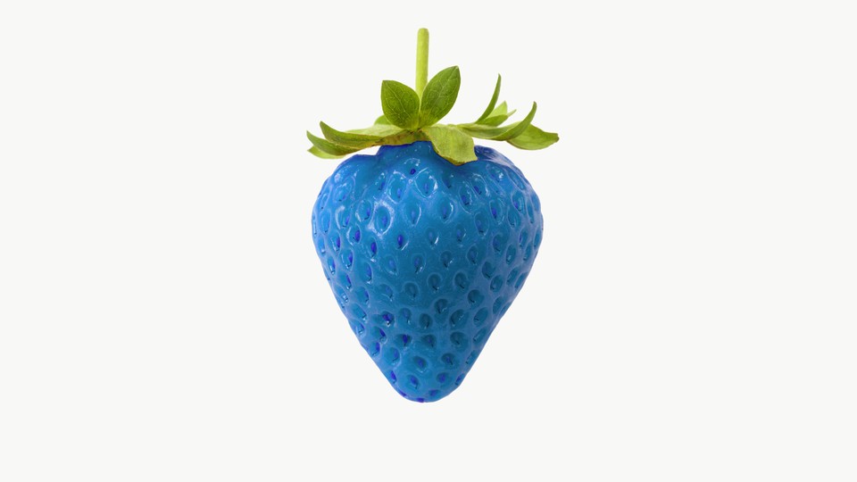 A blue strawberry