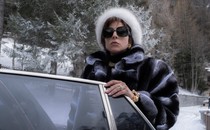 Lady Gaga as Patrizia Reggiani leaves a car in the film "House of Gucci"