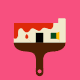 An illustration of a paintbrush in the shape of a house