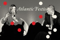 Nancy Pelosi speaking to Jeffrey Goldberg