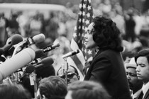 Coretta Scott King speaking at anti-war rally, Central Park