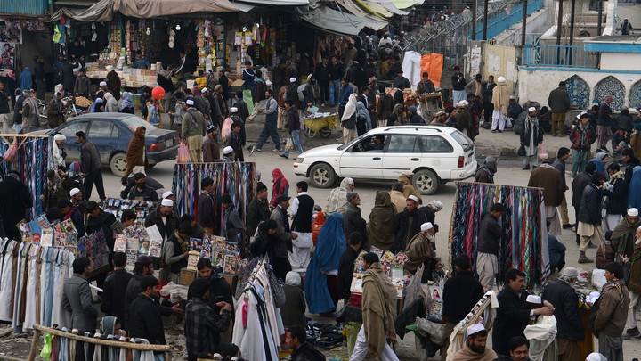 Afghan shoppers in downtown Kabul