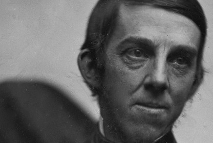 A cropped version of a daguerreotype of Oliver Wendell Holmes, showing just his face.