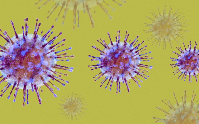 Coronavirus particles with swabs protruding out
