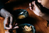 two people eating
