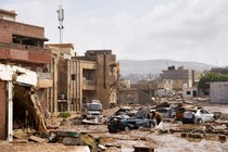 Urban landscape in Lybia ravaged by floods