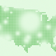 Dotted map of the U.S. with some random blurry white posts of different sizes