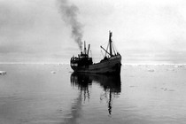 The whaling ship Hobby sailing around the Svalbard islands