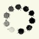 A circle of coronavirus particles in different shades of gray