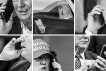 Images of Donald Trump using his personal cellphone