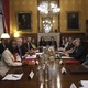 U.K. Prime Minister Theresa May meets with other members of parliament to address allegations of sexual harassment in British politics in London on November 6, 2017.