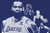 Illustration of LeBron James, Michael Jordan, Larry Bird, and Karl Malone