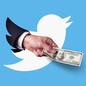 An illustration featuring the Twitter bird and a hand holding a $100 bill.