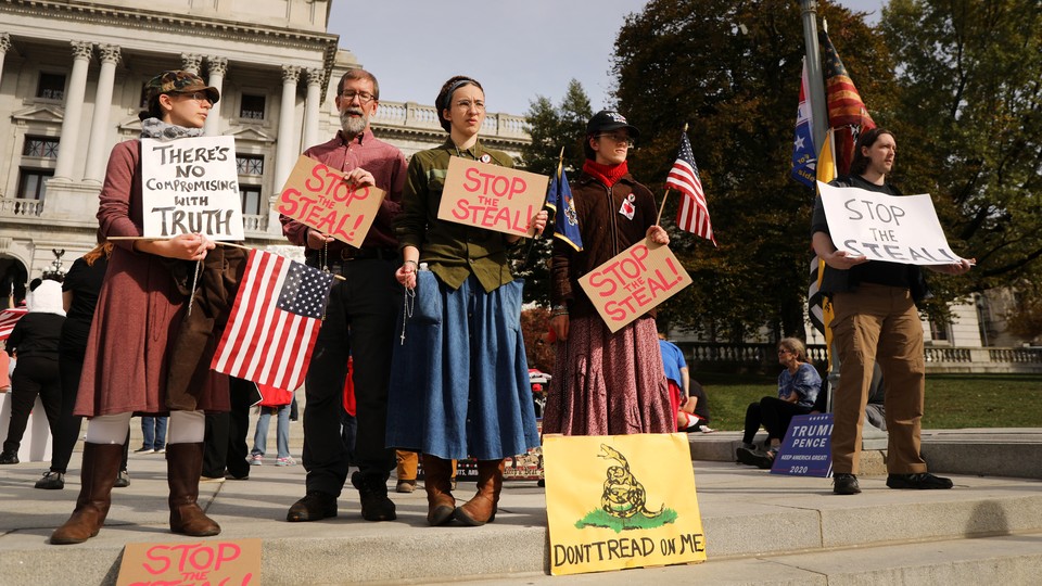 Protestors at a 'Stop the Steal' rally