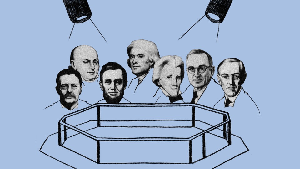 Multiple US presidents look at the Octagon UFC 250 ring
