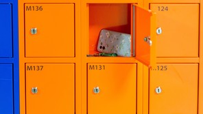 A photo of a phone locker