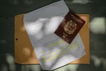 A photograph of immigration papers