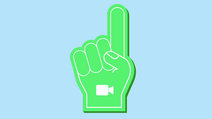 A foam finger with the FaceTime logo